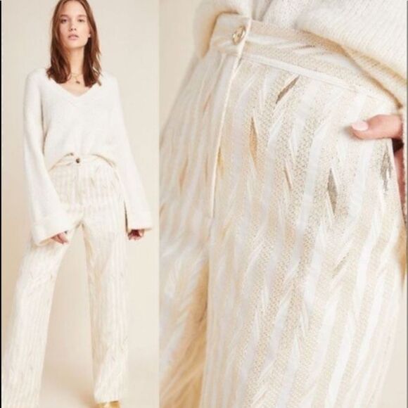 Porridge Kelyn Striped Metallic Wide Leg Trousers - Picture 1 of 4